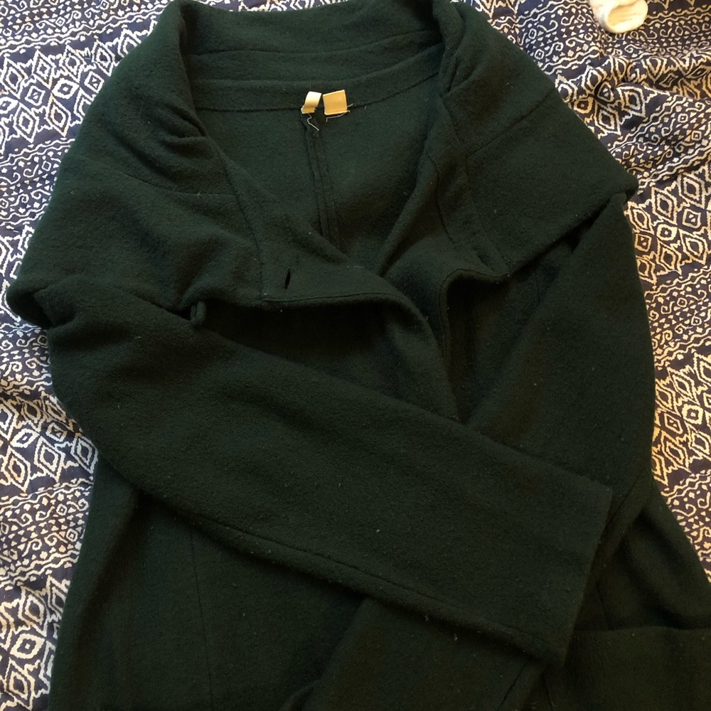 Hooded Collar Green Anthro Long Sweater/Jacket